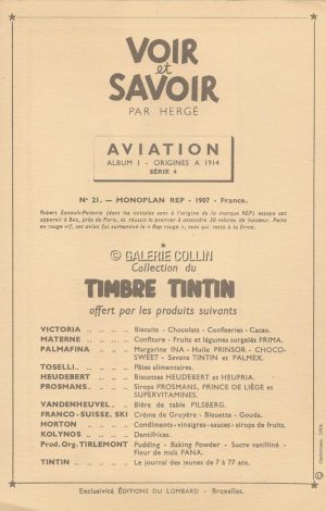 HERGÉ . Ensemble de 3 Cartes Postales "L'Aviation"
