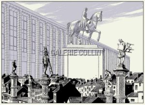 Schuiten / Sérigraphie n°et Signée à 15 ex. "La Bibliothèque Royale"