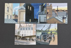 André Juillard • Lot de 5 cartes postales "36 vues de la tour Eiffel"