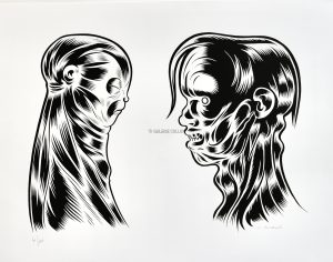Charles Burns • Sérigraphie "Face à face " numérotée , signée limitée