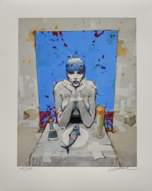 Enki Bilal • "Bleu sang" Estampe Pigmentaire numérotée, signée & limitée 150ex.