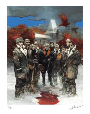 Enki BILAL • "Partie de chasse" Estampe pigmentaire numérotée, signée, limitée 7 ex.