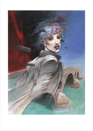 Enki Bilal • "SARAJEVO 2014 " Affiche édition d'art Papier rives sensation 270 gr