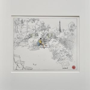 André JUILLARD • Estampe pigmentaire "Le Jardin de Balzac ‘ numérotée signée limitée à 25ex.