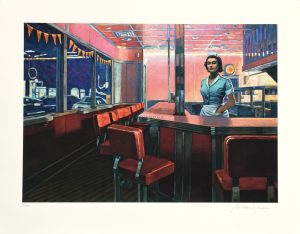 Miles HYMAN • Estampe pigmentaire "Melrose diner" - Signée, limitée et numérotée