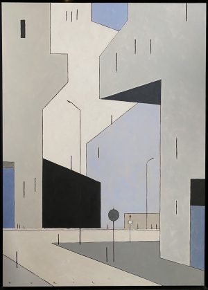 François Avril . peinture originale "city" Acrylique sur toile