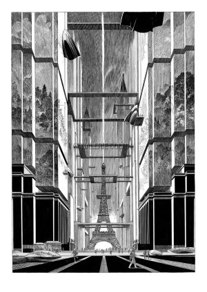 Schuiten • "Revoir Paris" Estampe pigmentaire Edition limitée 15ex.  N°& Signée