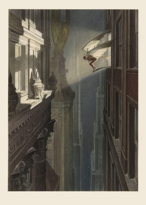 François SCHUITEN.  Épreuve Pigmentaire "VOL DE NUIT" Format collector Signé