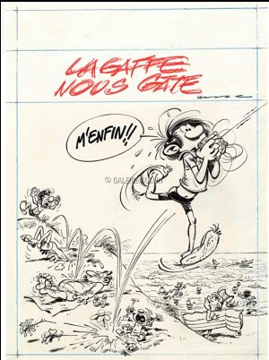 Franquin • Tirage pigmentaire - Etude de couverture #8  "Lagaffe nous gâte" 149ex.