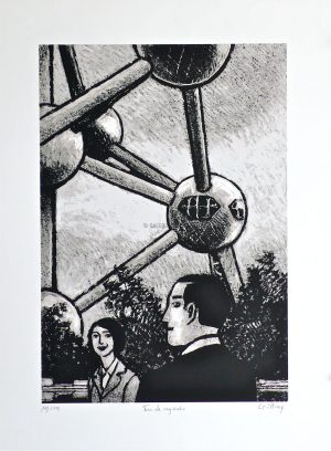 Götting . Sérigraphie " Jeu de regards" numérotée signée 199 ex.