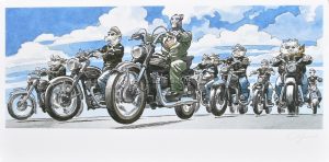 Guarnido . Affiche édition d'art signé "Les motos" Signée