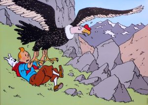 HERGÉ . TINTIN "Temple of the Sun" Poster