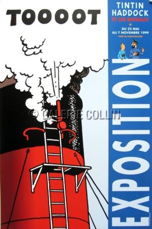 HERGÉ . TINTIN - Affiche d'expo "Tintin, Haddock et les Bateaux" 1999