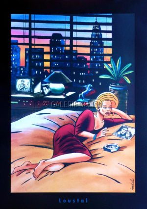 LOUSTAL . Affiche Édition d'Art  "SUR LE LIT"