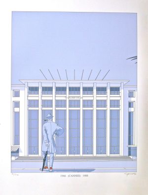 Jean- Pierre Lyonnet - rare sérigraphie "Tati à cannes" numérotée signée limitée à 250ex