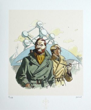 André Juillard • Affiche édition d'art "Blake & Mortimer Atomium 58" numérotée signée 199ex