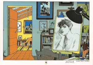 JUILLARD .  Ex-Libris Signé par l'auteur.  "Le cahier Bleu, Après la Pluie"