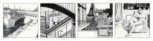 André Juillard • Estampe "  Paris New-York " grand format panoramique. Numérotée signée 25ex.