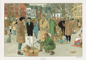 André JUILLARD • Rare Ex-libris-Blake & Mortimer"Place des héros "signé