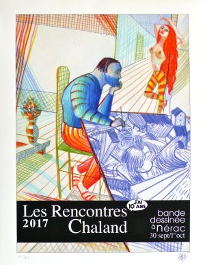 Lorenzo Mattotti . Estampe " les rencontres Chaland 2017" numérotée  signée 27 ex.
