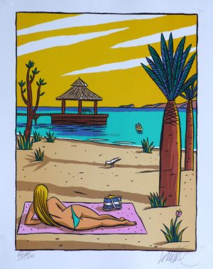 Loustal • Sérigraphie "Plages aux palmiers"E.A signée