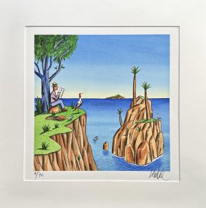Loustal • Estampe pigmentaire "L'ile aux oiseaux" - Signée, limitée et numérotée