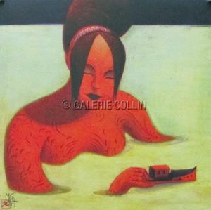 MATTOTTI . Sérigraphie "Baigneuse et son bateau" signé