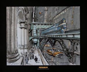 Jean-Claude MEZIERES . Affiche Édition d'Art "Le cinquième élément : Taxi !"