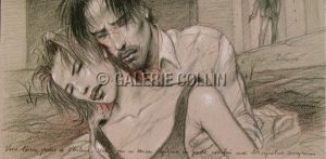 Enki BILAL • Affiche 25x50 - de Julia & Roem "Vous lèvres, portes de l'haleine..."