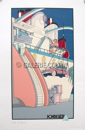 POIZAT . Sérigraphie - "Pondichery, 00h01"