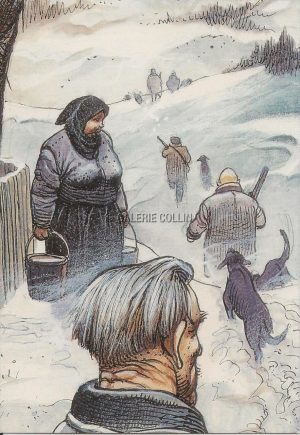 BILAL . Carte postale. " Partie de chasse" détail planche 34
