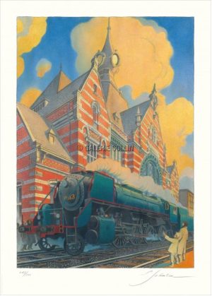 Schuiten.Affiche édition d'art.La Type 29 - Entrée en Gare de Schaerbeek N&S 300ex.