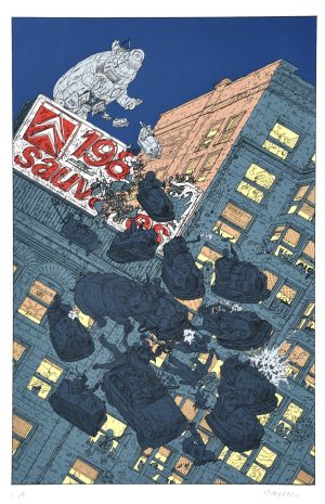 Darrow  • Screen print "1986 LES CHEVRONS VOIENT ROUGE" Signed E.A.