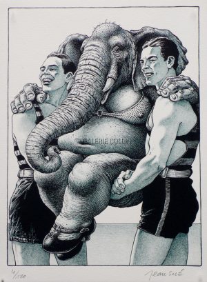 SOLÉ . Lithographie " Éléphante" N°&S 99 ex