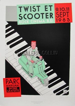 SWARTE . Affiche d'Art "Twist et Scooter 1983"  signée