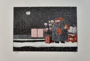TARDI- Rare lithographie numérotée signée " le dernier train supplémentaire