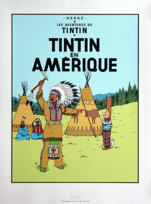 HERGÉ .TINTIN . SERIGRAPHIE - " TINTIN EN AMERIQUE "